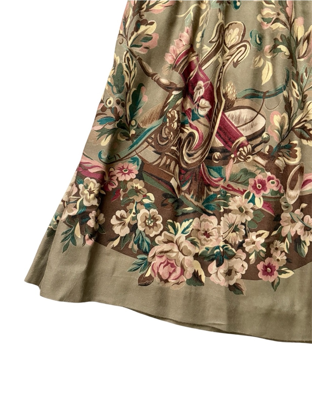 Vintage Ralph Lauren Blue Label Floral Pleated Wool Blend Maxi Skirt Size 12 - Picture 7 of 12